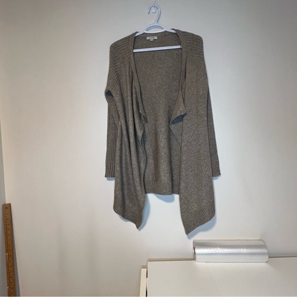 backdrop Sweaters - Women's Backdrop medium Open Front Cardigan Sweater cotton wool alpaca beige.